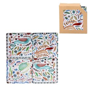Folk Woodland Animals Resin Coaster
