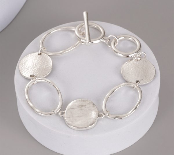 Textured Disc and link Bracelet