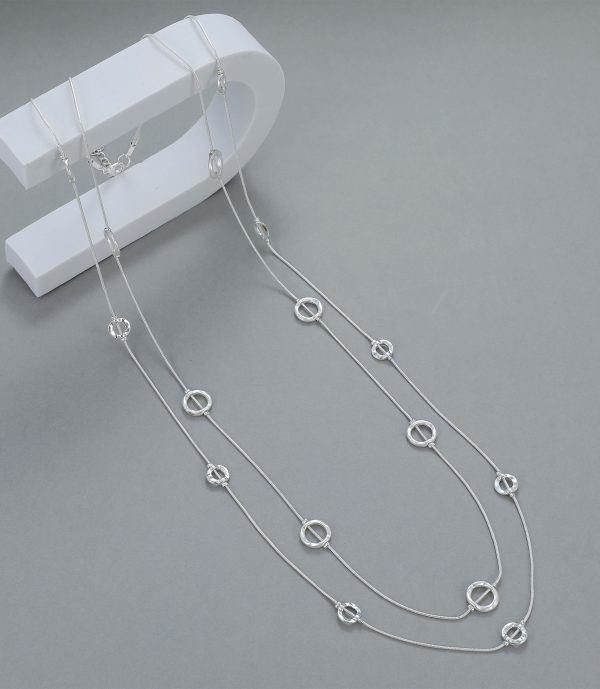 Clover Hoops double Strands Necklace