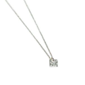 Kyla Hammered Square Charm Necklace - Silver