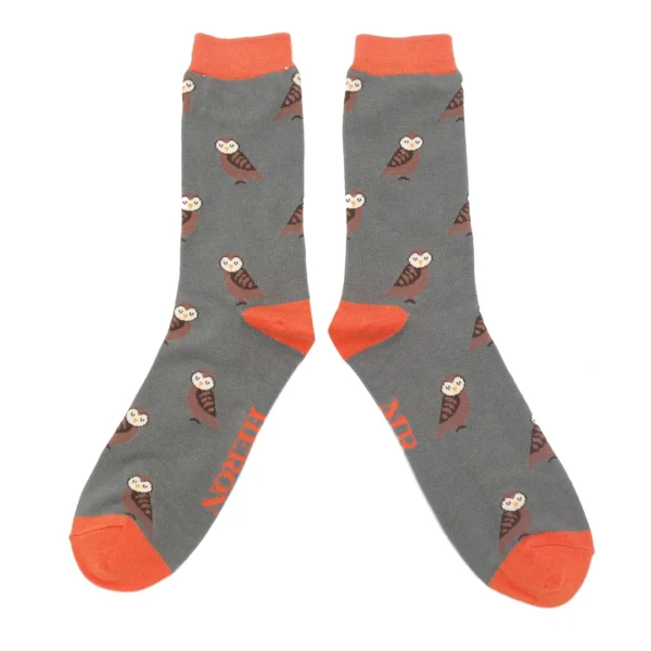 Mr Heron Cute Owls Socks Grey