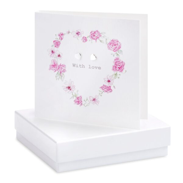 Earring On A Card - Floral Heart - With Love