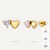Vibes | Dual Heart & Crystal Post Earrings | 18K Gold-Plated