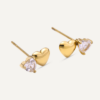 Vibes | Dual Heart & Crystal Post Earrings | 18K Gold-Plated - Image 2