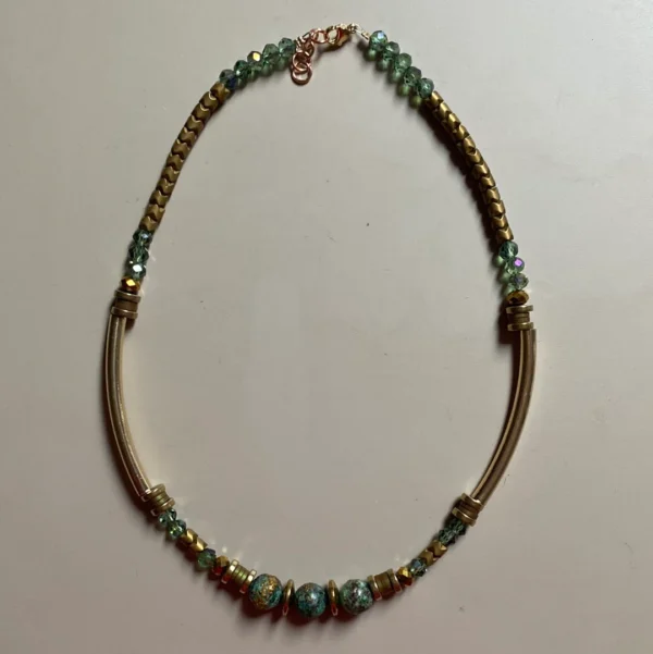 Natural Chrysocolla & Hematite Necklace