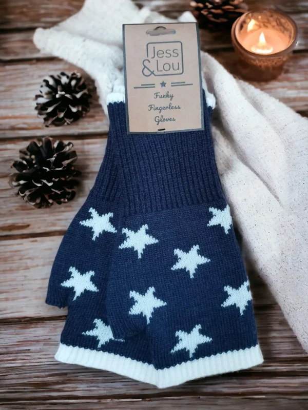 Navy Star Fingerless Glove/Wrist Warmer