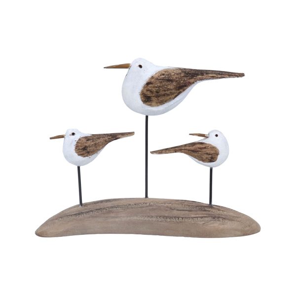 Wood Ornament - Rustic Seagulls on Plinth