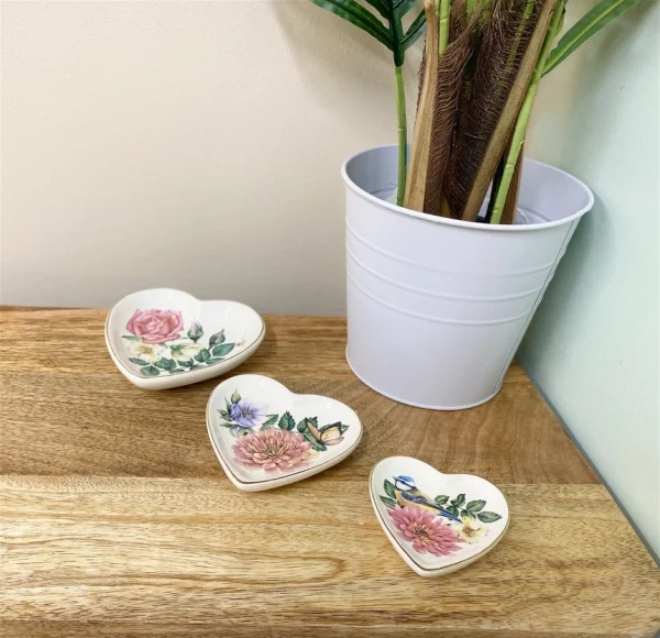 Heart Trinkets Dishes with Gold Edging