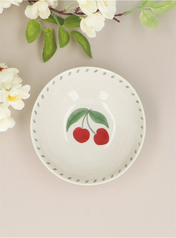 Stoneware Bowl - Hand Painted Cherry