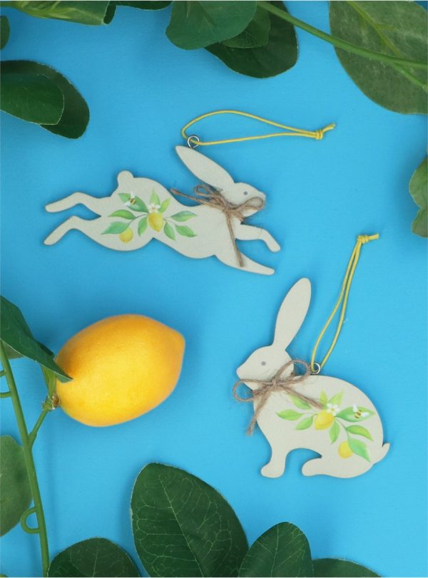 Wood Decorations - Lemons Bunnies