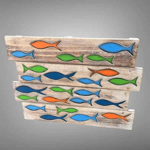 Painted Fish Panel - Wooden, Hanging