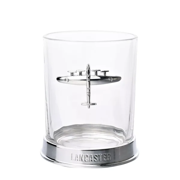 RAF GLASS & METAL WHISKEY TUMBLER - LANCASTER