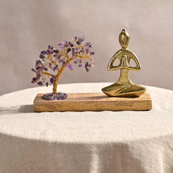 SERENITY GEMSTONE TREE YOGA ORNAMENT - AMETHYST