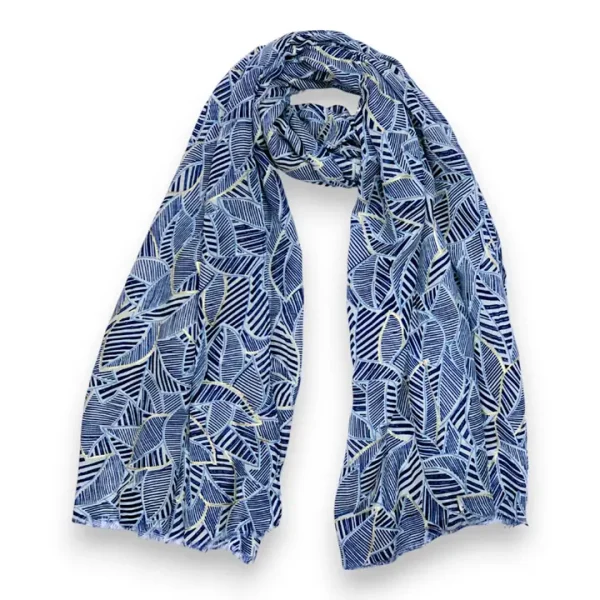 Summer Monochrome Leaf Print Scarf - Image 2