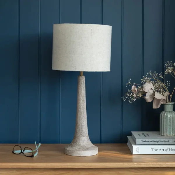 Backwell Sandblasted Small Table Lamp, with Cream Linen Shade