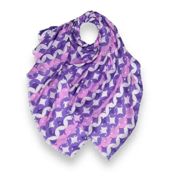 Retro Printed Style Scarf with Stars - Image 4