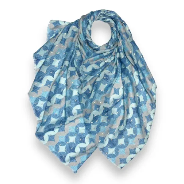 Retro Printed Style Scarf with Stars - Image 2