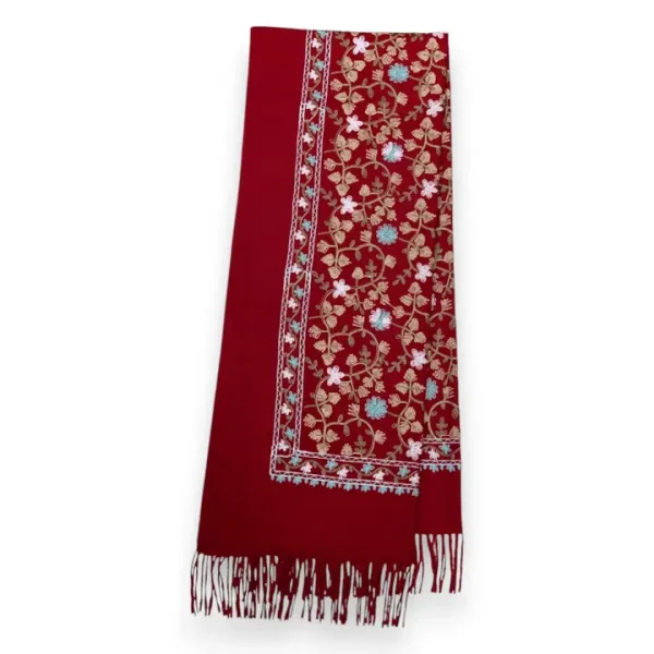 Pashmina Wool Blend Flower Embroidery Winter Scarf