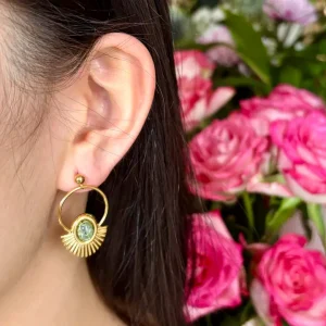 18ct Gold Plated African Turquoise Hoop Earrings