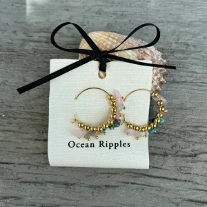 18ct Gold Plated Gemstone Cluster Hoop Earrings