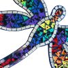 Dragonfly wall hanging recycled glass mosaic wall art - Image 2