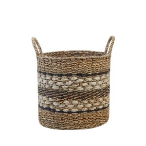 Black and Neutral Woven Storage Baskets with handle