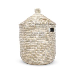 Handmade Seagrass Laundry Basket with Handle & Lid