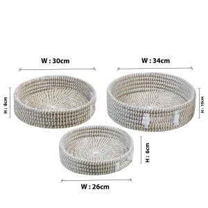 Round Seagrass Serving Tray with Handles
