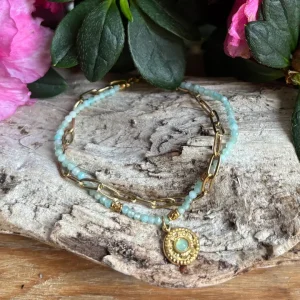 Green Aventurine Gold Disc Bracelet