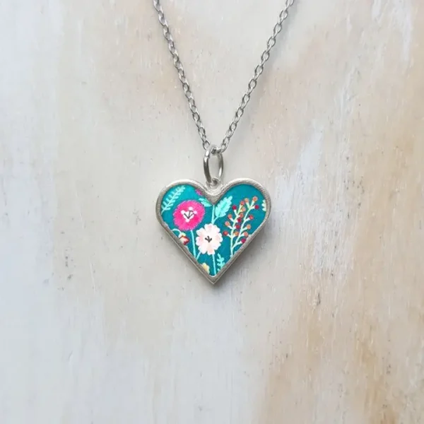 Heart Shape Pendant On A Chain, Aluminium Framed Ceramic - Image 2