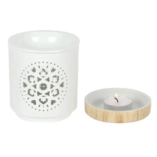 White Mandala Cut Out Oil Burner and Wax Warmer - Image 4