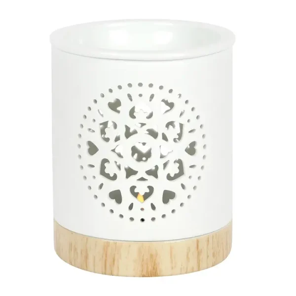 White Mandala Cut Out Oil Burner and Wax Warmer - Image 2