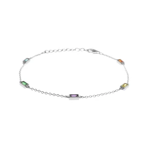 HEIDI BAGUETTE CUT RAINBOW CZ BRACELET