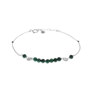 JAELYN CUT MALACHITE BEADED AND SATELLITE CHAIN BRACELET