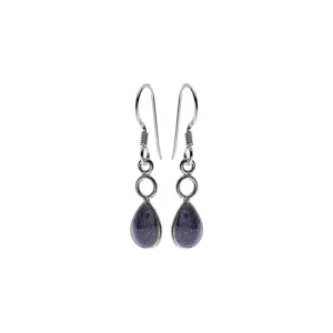 IVY HOOP TEARDROP BLUE GOLDSTONE EARRINGS