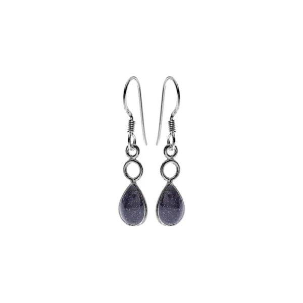 IVY HOOP TEARDROP BLUE GOLDSTONE EARRINGS