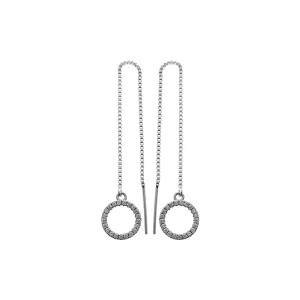 PULL-THROUGH EARRINGS WITH CZ-ENCRUSTED HOOP