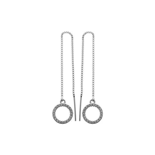 PULL-THROUGH EARRINGS WITH CZ-ENCRUSTED HOOP
