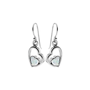 ANTOINETTE OFFSET WHITE OPALIQUE HEART EARRINGS