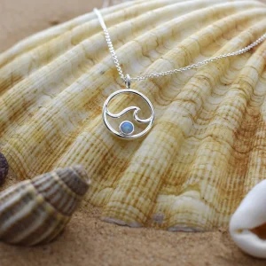 SASHA WAVE IN CIRCLE WITH BLUE OPALIQUE NECKLACE