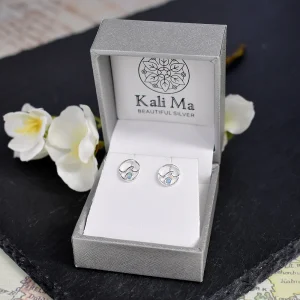 SASHA BLUE OPALIQUE ENCIRCLED WAVE STUDS