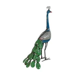 Recycled Iron Peacock Garden Decoration