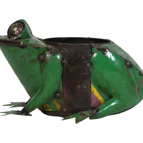 Recycled Iron Frog Garden Pot Decoration