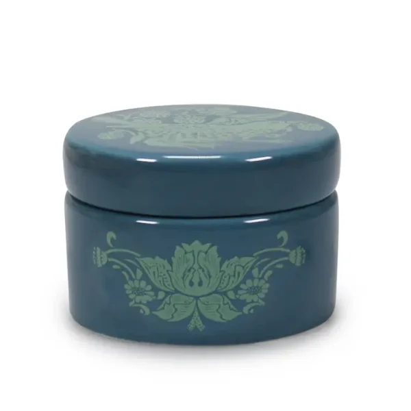 Ceramic Trinket Box William Morris Strawberry Thief Green - Image 2