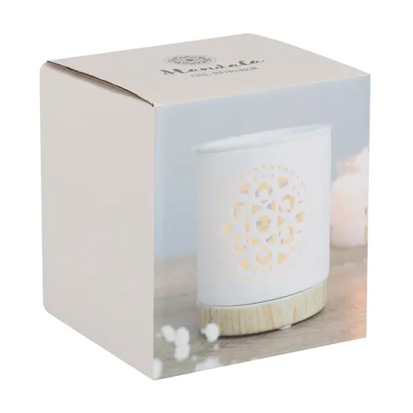 White Mandala Cut Out Oil Burner and Wax Warmer - Image 3