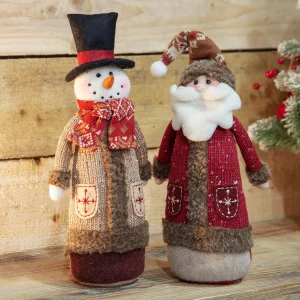 SANTA & SNOWMAN FABRIC ORNAMENT