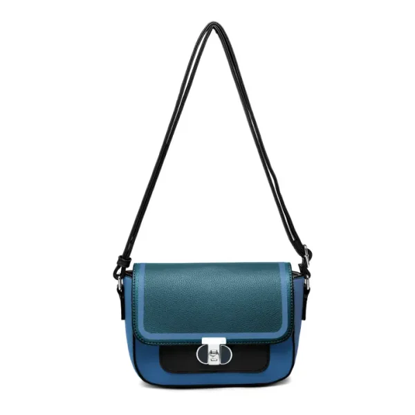 Twist Lock Top Zipped Colour Blocks Crossbody Bag - Image 3