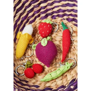 Crocheted fruit and vegetable keychain