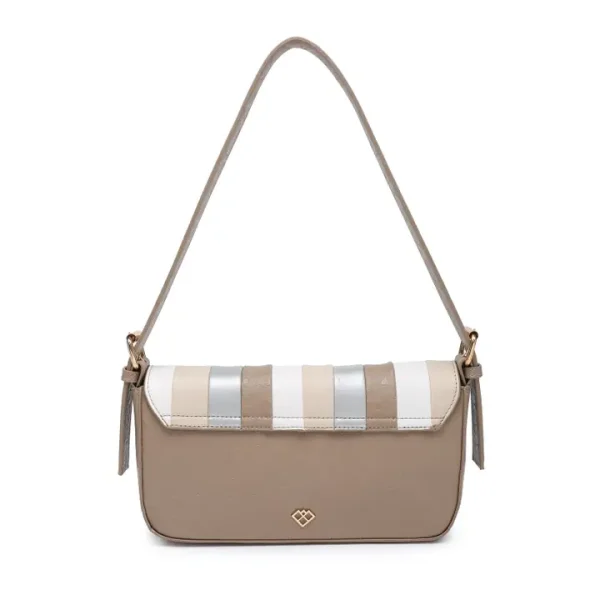 Striped Colour Block Pattern Flap Shoulder Bag - Image 2