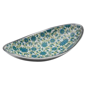 Floral Print Aluminium Oval Bowl